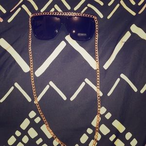 Black Sunglasses with Gold Chain
